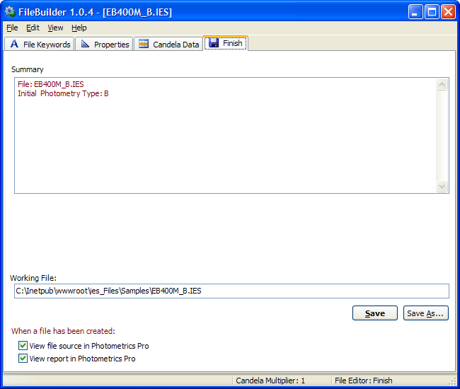 FileBuilder Toolbar Photometrics Pro Lighting Analysis Software
